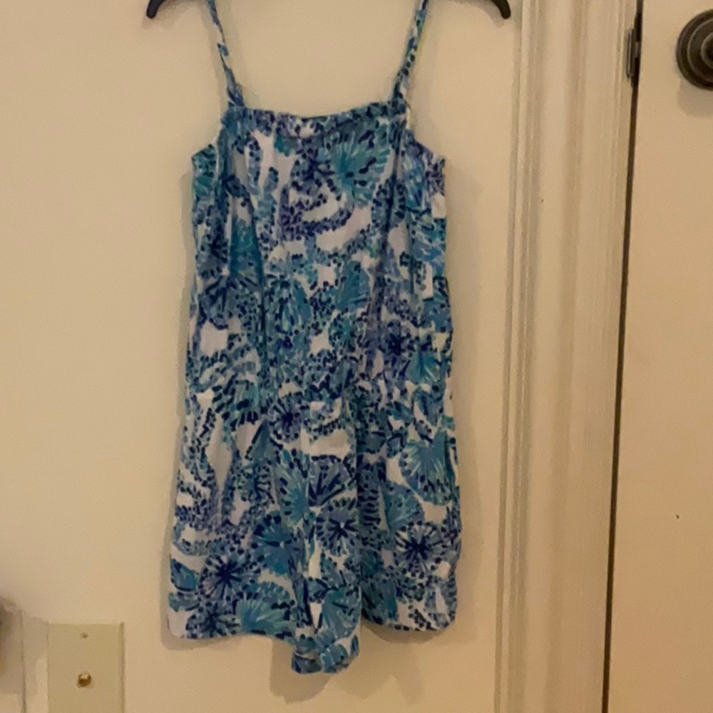 blue and white kids lily Pulitzer romper size M (6-7)
